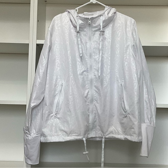 Zyia Women’s Front Zip Long Sleeve White Bomber Windbreaker Jacket Large - Picture 3 of 12